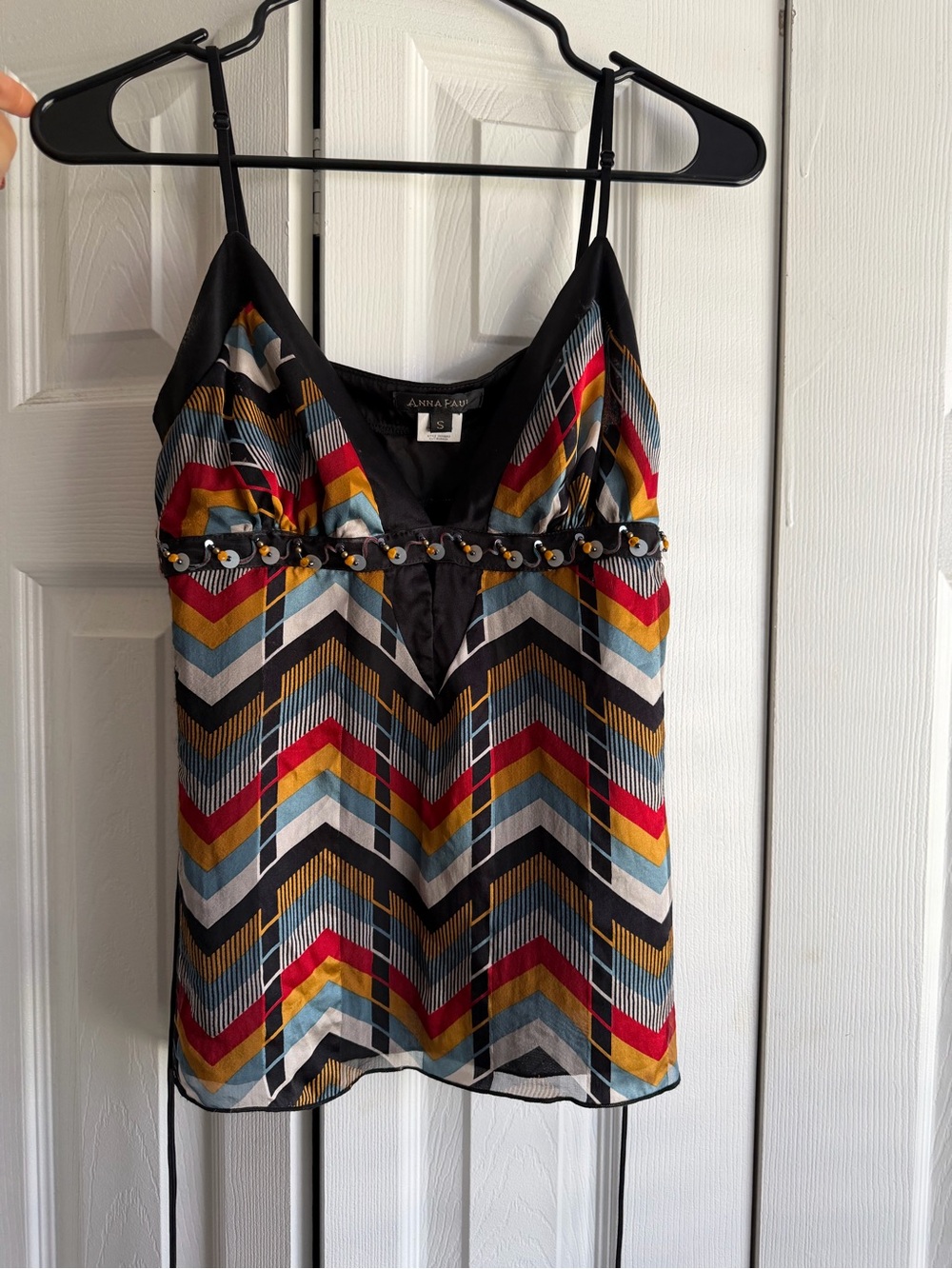 Multicolor Y2K Silk Chevron Beaded Cami